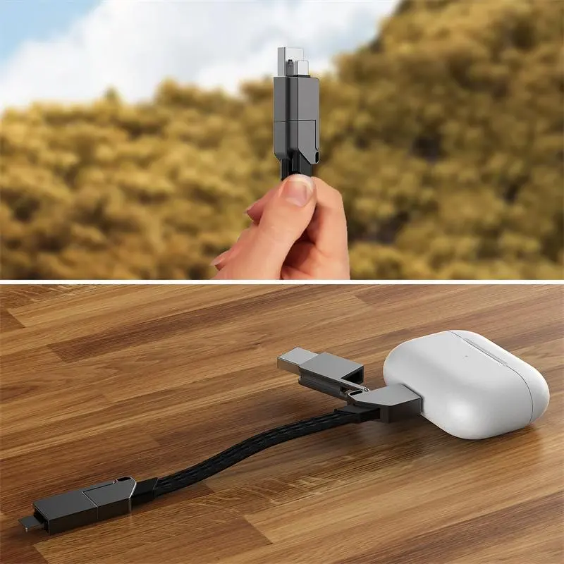 Portable 4 In 1 Type C 60W PD Fast Charging Cable, Keychain Charging Cable PD for TYPE-C60W Apple 27W Data Cable, Quick Charger Connector, USB Cord, Electronic, Cellphone Accessories 7