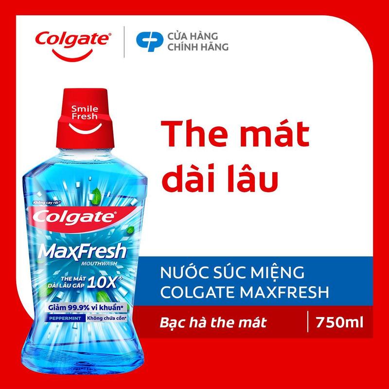 MỚI Nước súc miệng Colgate Maxfresh 750ML chai the mát dài lâu gấp 10X - diệt 99,9% vi khuẩn