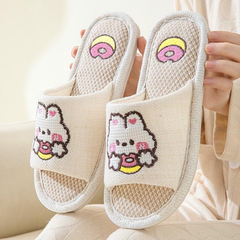 Product Introduction of Dép Vải Lanh,Dép Văn Phòng Đi Trong Nhà Hình Thỏ Donus & Gấu Trà Sữa Siêu Dễ Thương Cao Cấp New2025 - 4 Màu Sắc Cute - Slipper 14