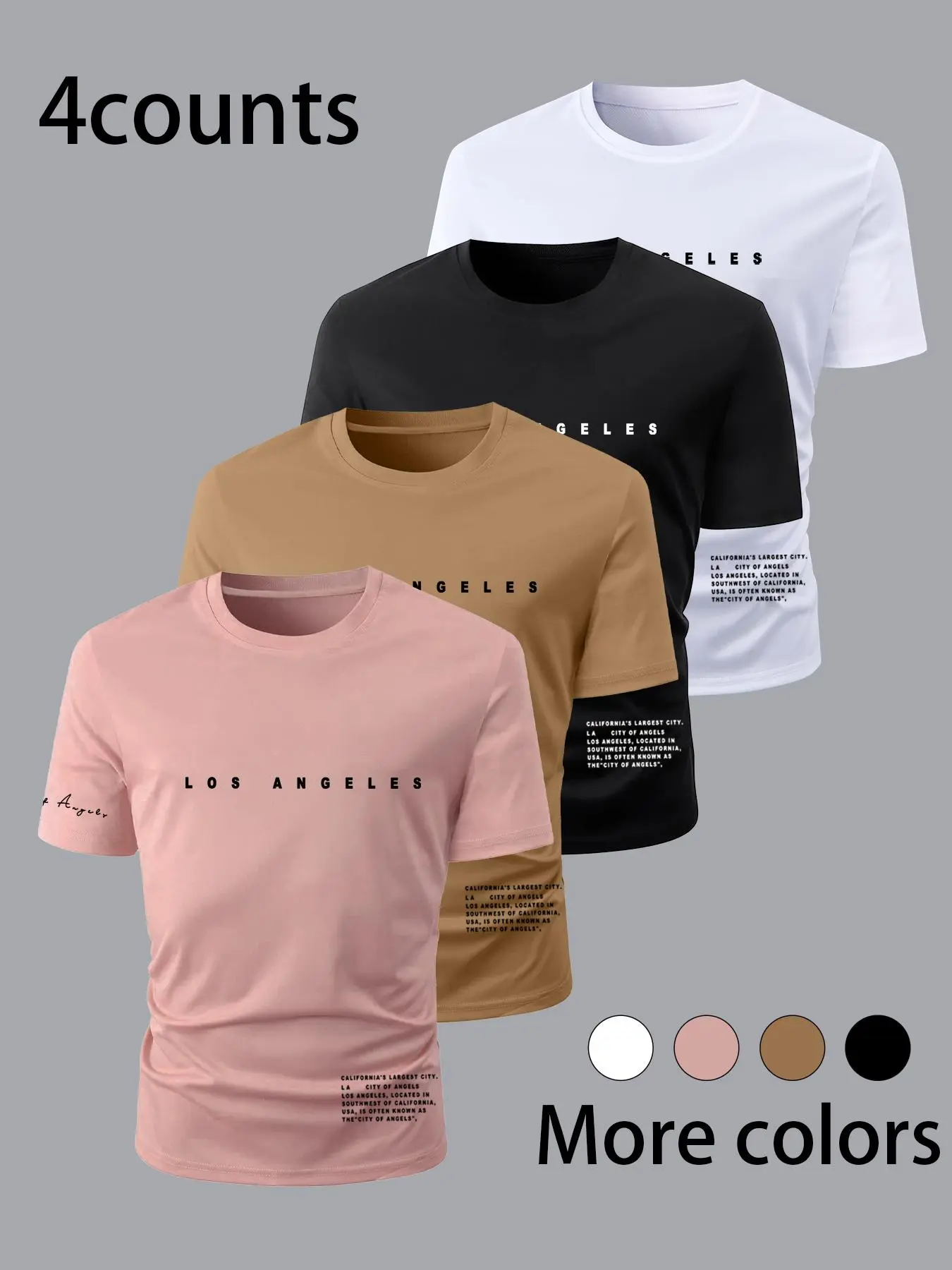 【Plus Size】 Letter Print Short Sleeve Tee, Casual Comfy Round Neck T-shirt for Summer, Men's Plus Size Clothing for Daily Wear