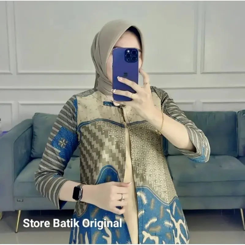 ATASAN BATIK WANITA MODERN BAJU BATIK KANTOR WANITA BATIK NEW BLUS SERAGAMAN 5