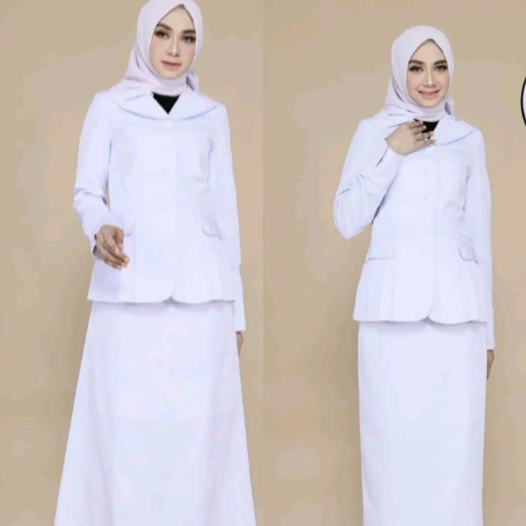 SERAGAM PUTIH JKS LIDAH SET ROK A /  SET ROK SPAN / SET CELANA / ATASAN PUTIH JKS LIDAH BAHAN KATUN FREE HIJAB