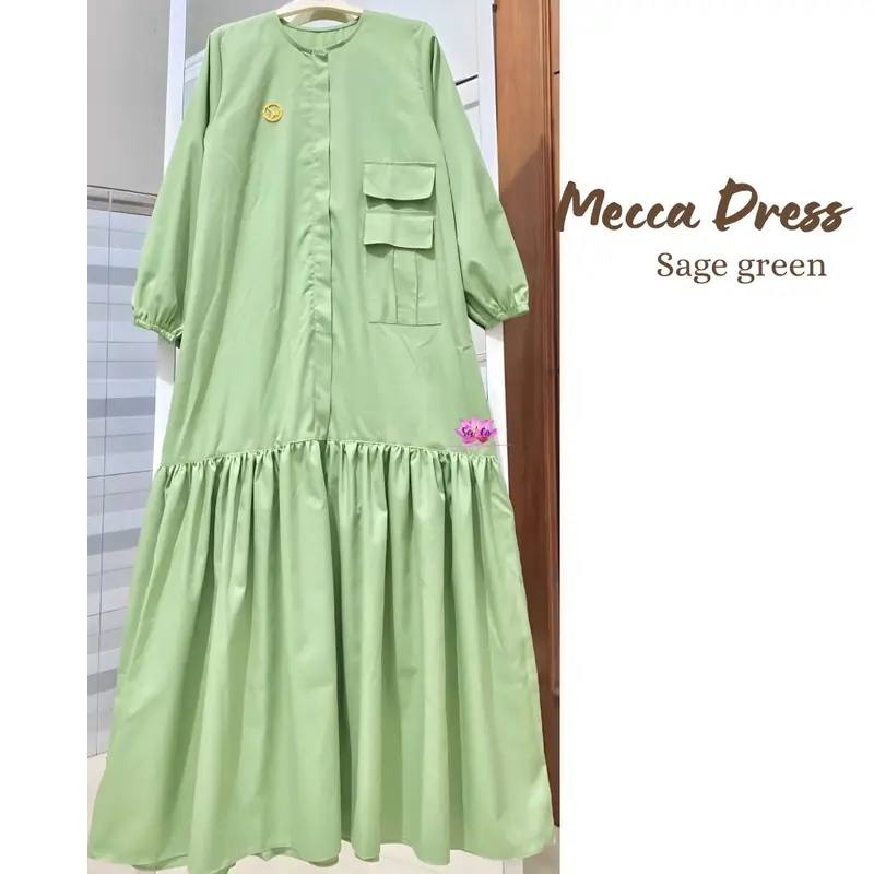 Mecca dress busui resleting full depan bawah mekar tangan karet 5
