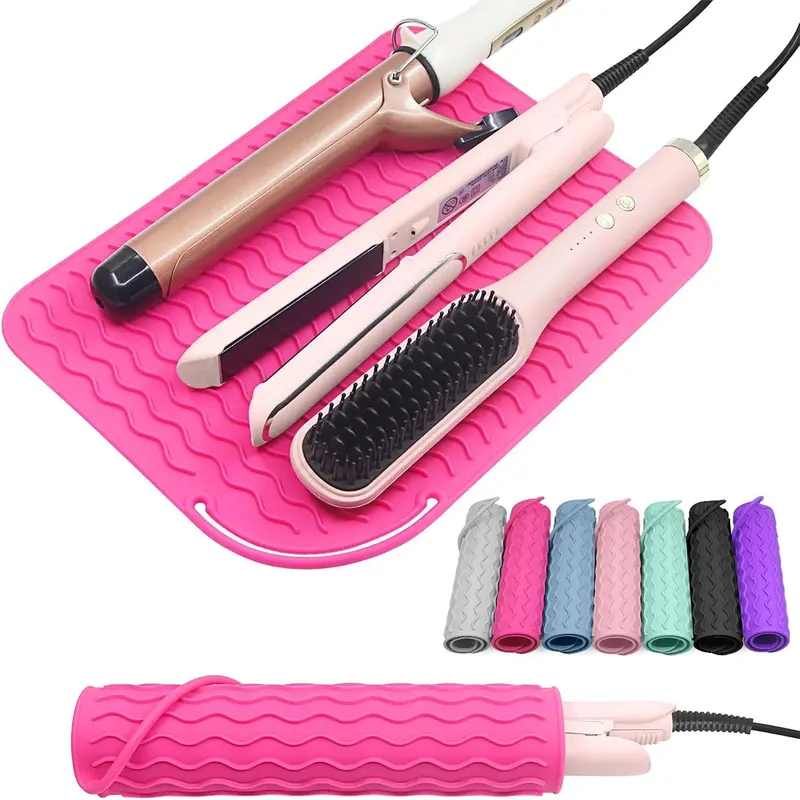 Portable Heatless Hair Straightening Iron Mat, Silicone Heat Resistant Hair Straightener Pad, Hair Styling Tool Accessories for Home & Travel 2