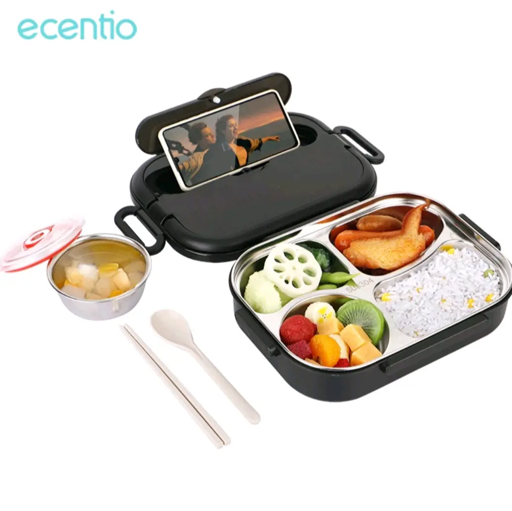 Lunch Box Ecentio 4skat Stainless Steel Kotak makan Bekal Tempat makan Ecentio 4sekat Stainless steel