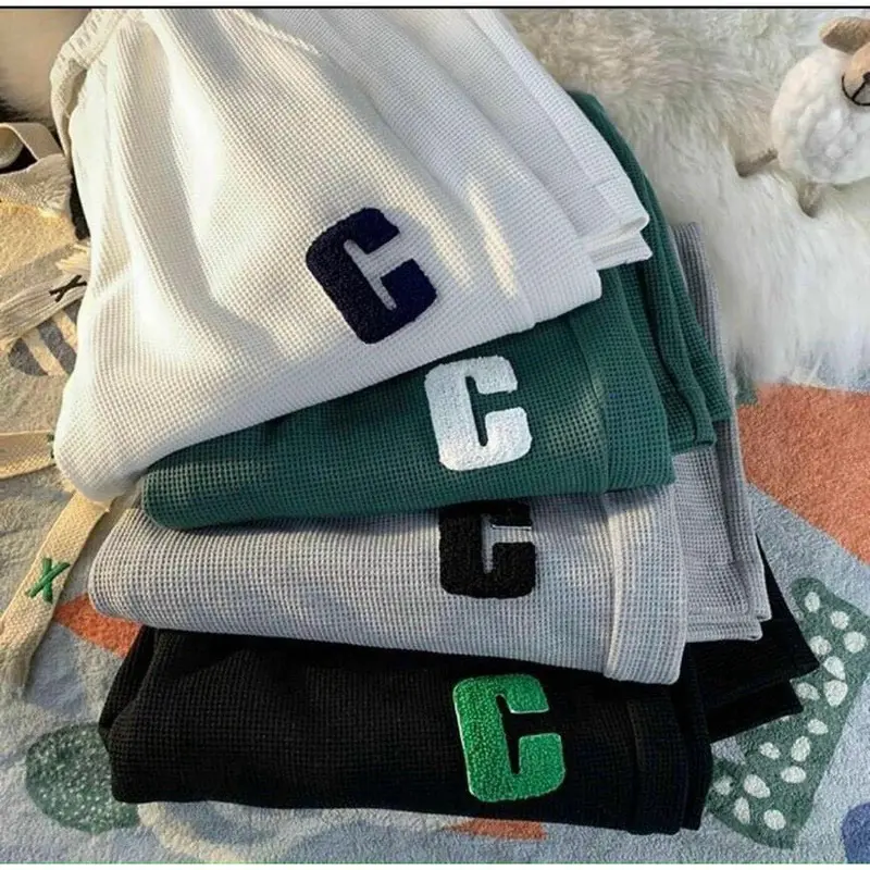 Quần Ống Rộng Suông Chữ C Unisex Chất Tổ Ong 1