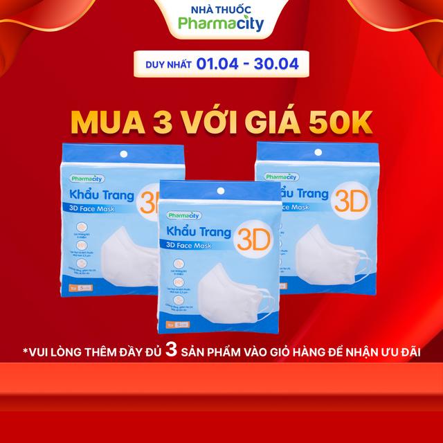 Khẩu trang 3D chất lượng cao Pharmacity người lớn (Gói 5 cái)