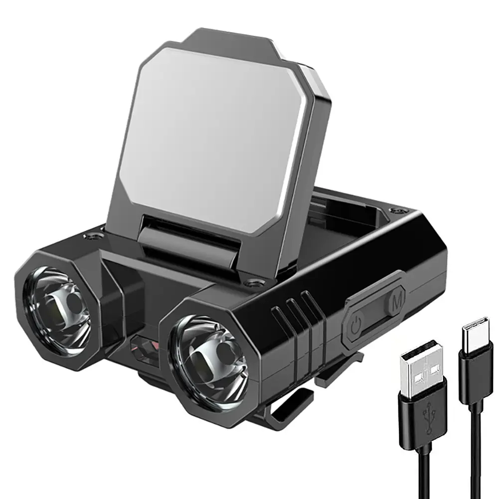 Đèn Kẹp Mũ LED, XPE, Sạc USB Type-C, Cảm Biến Gợn Sóng Đèn Pha, Chống Nước IPX4, Pin 1500mAh