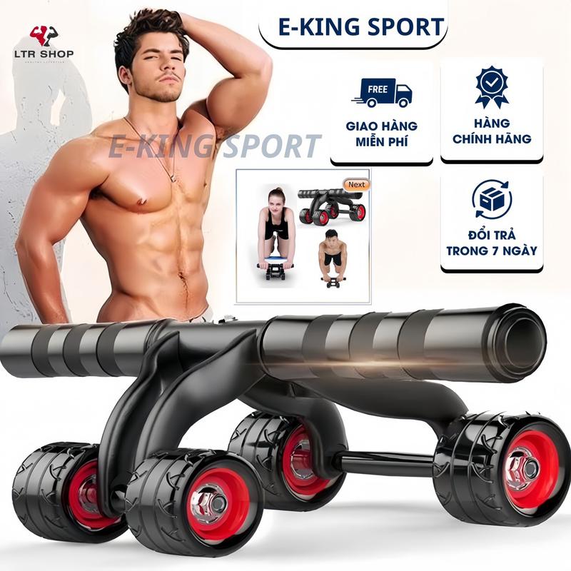 Ekingsport Tặng thảm lót gối Con lăn tập bụng dụng cụ tập cơ bụng da năng 4 Bánh gym thể thao thể hình cao cấp Tập Gym