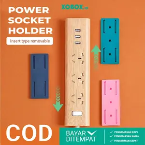 Holder Power Strip Kait Dinding Steker Listrik Perekat Stop Kontak HM040 - XOBOX