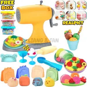 ( BISA COD ) PROMO Mainan Anak Cetakan DIY Mesin Giling Mie Kue Es Krim Es Cream Free Box Kontainer Clay Lilin Plastisin Fun Dough / Mainan Edukasi Anak / Mainan Anak Perempuan / Mainan Anak Laki Laki SNI Murah