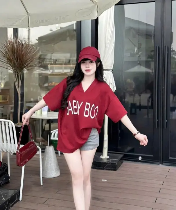 Set bộ áo BABY-BOO CỔ V kèm quần đùi FORM RỘNG (MỎNG NHẸ, GIÁ RẺ BÌNH DÂN) hot trend Top Women 1