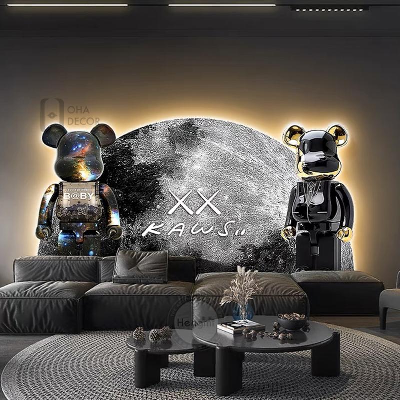 Tranh Cắt 3D LED Gấu Kaws Bearbrick Trang Trí Phòng Khách, Quán ...
