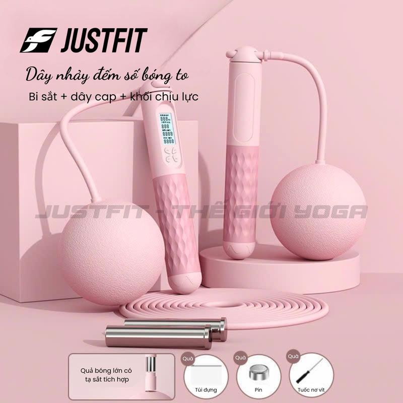Dây nhảy không dây đếm số 4in1 JUSTFIT tập nhảy tập thể dục cao cấp có kèm tạ