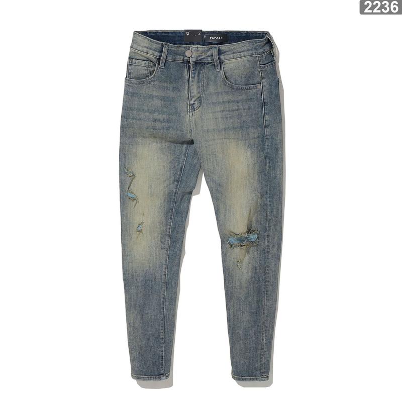 Quần jean dài nam Mã_R2236, fom slim, gam màu xanh bụi rách gối sự kết hợp hoàn hảo, nay đã trở lại với số lượng vô cùng có hạn