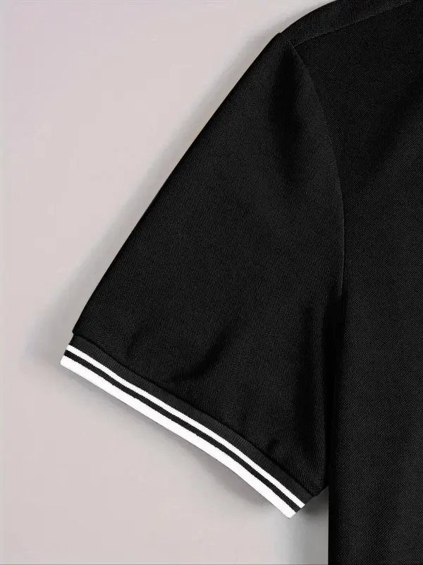 Men's Regular Fit Horse Print Contrast Trim Polo Shirt, Casual Short Sleeve Half Button Collar Top for Summer, Fashion Men's Clothes for Daily Wear 4