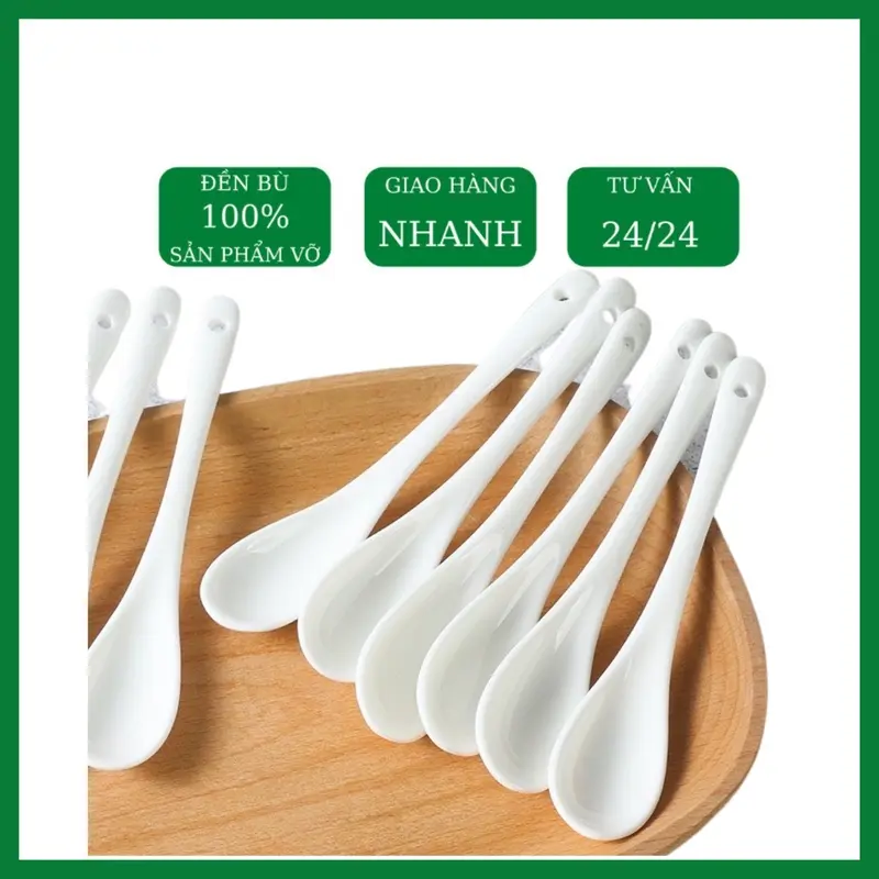 Thìa gốm sứ trắng  Thìa pha cafe  Sang trọng 7