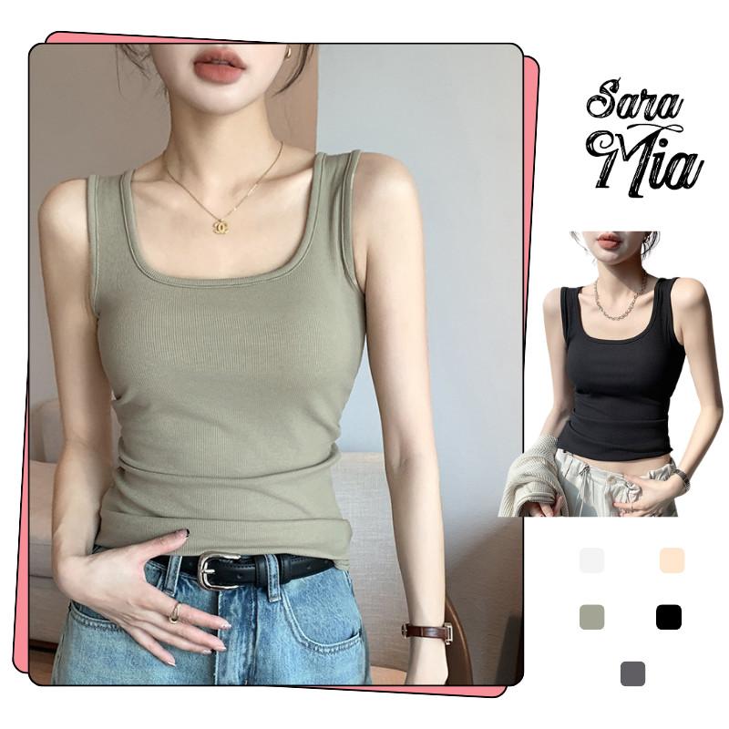 Áo ba lỗ nữ cổ vuông áo 2 dây bản to thun tăm trơn basic màu đen trắng ôm body Q9