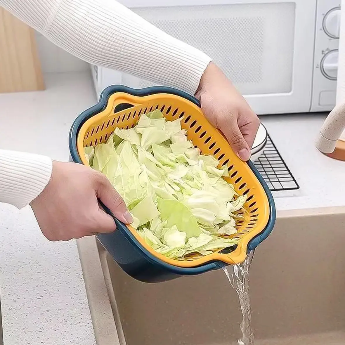 Keranjang Plastik Penyaring Sayur dan Buah