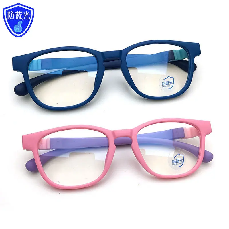Glasses for Girls2-8-Year-Old Children Anti-Blue Light Glasses Ultra Light Silicone Frame Primary School Students Plain Light Eye Protection Anti-Radiation Glasses Boys and Girls Baby Glasses for Girls