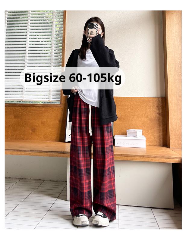 Quần kẻ caro ống rộng bigsize 105kg_ quần ống suông bigsize chất thô QH1