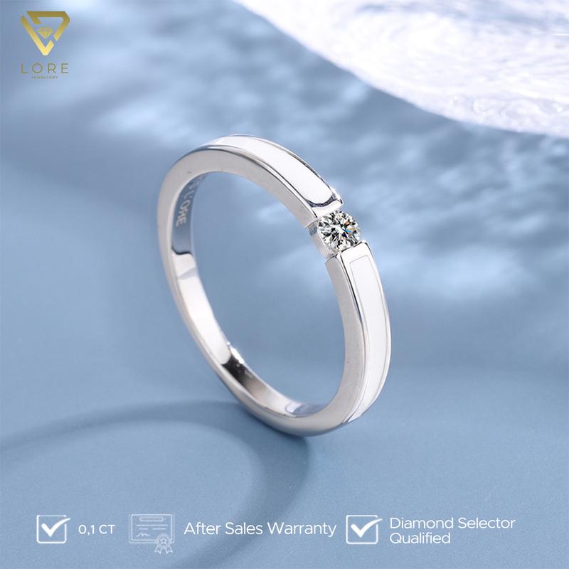 Cincin Moissanite Lapis Emas Putih 18K - Blanche Minimalist Moissanite Ring 0.1 CT - Lore Jewellery 2