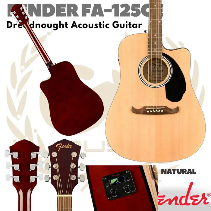Fender FA-125CE Dreadnought Acoustic Electric Guitar - Gitar Fender 1