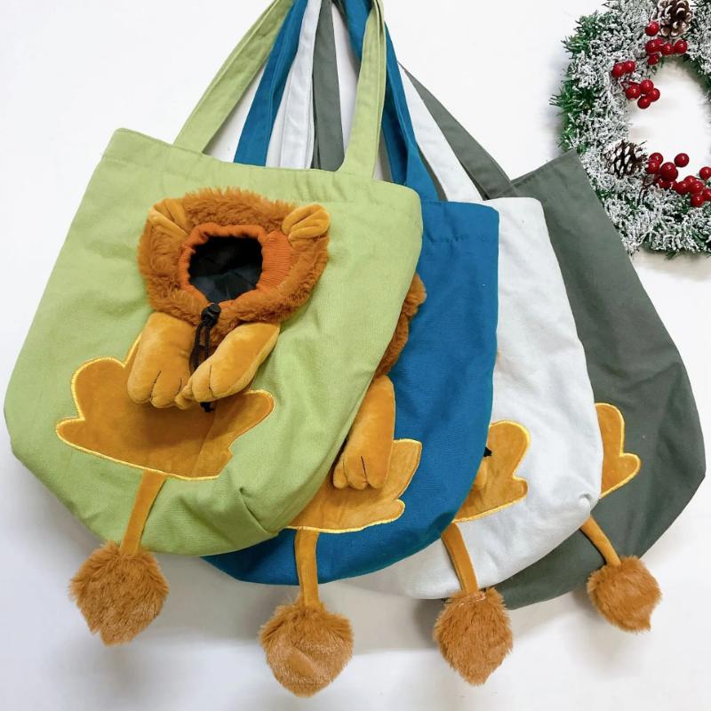 Pet Canvas Shoulder Bag Lion shaped Cat Tote Bag Comfortable Pet Tote Bag Pet Shoulder Bag Portable Outdoor Cat Tote Bag 4