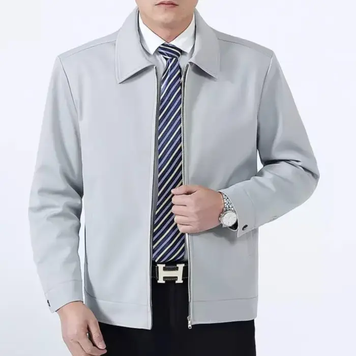 Jaket Pria Fashion Semi Jas Premium Kantor Formal & Semi Formal Katun Merah Abu Fit Slim Casual Panjang Slimfit - Biru, Keren