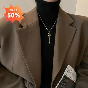Titanium Steel Tassel Collarbone Chain Women's Letter Necklace Non-Fading Simple Necklace Accessory