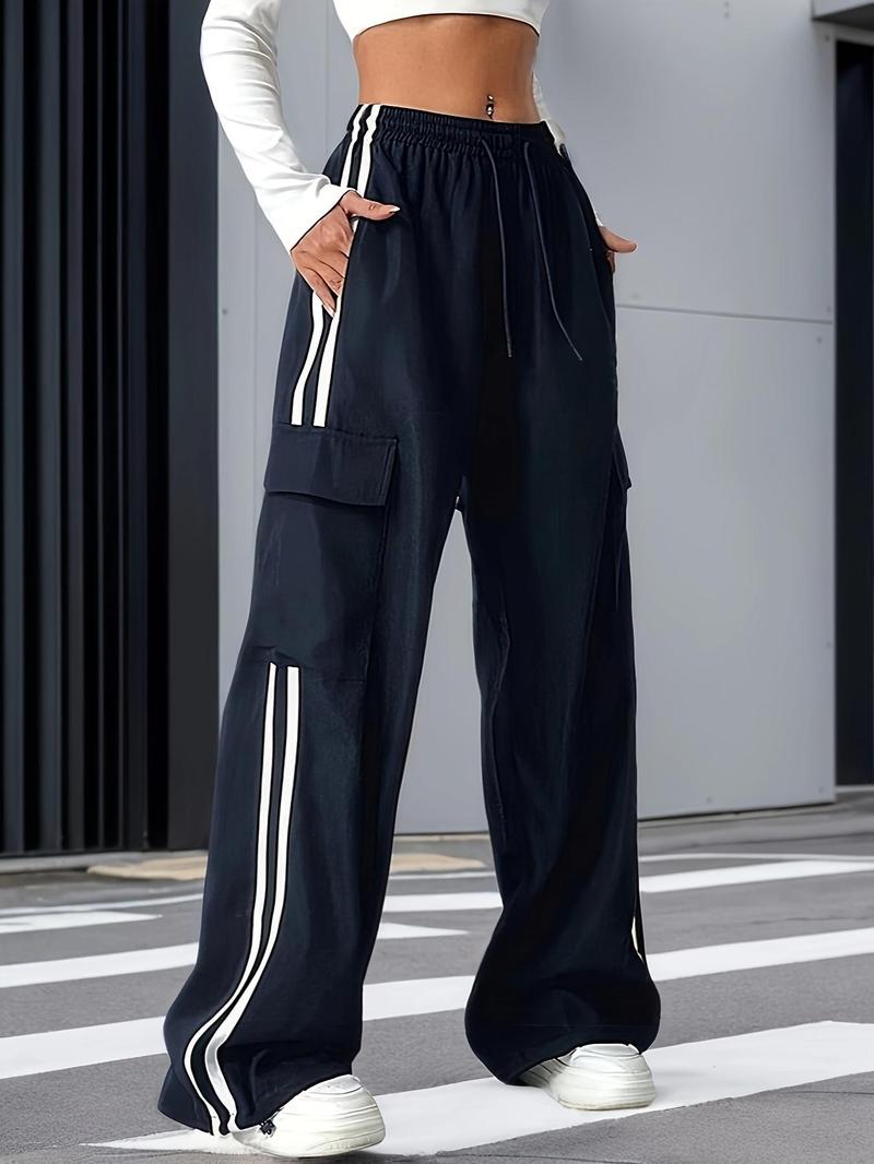 Product Introduction of Women's Pocket Design Cargo Pants, Casual Street Straight Leg Trousers for Daily Wear, Ladies Bottoms for All Seasons 7