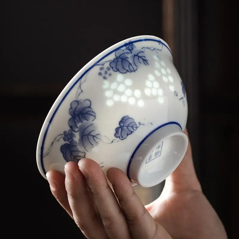 Chinese Style Porcelain Bowl Set, 1 Set Exquisite Blue and White Ceramic Bowl, Household Rice Bowl, Small Soup Bowl, Noodle Bowl, Salad Bowl 2