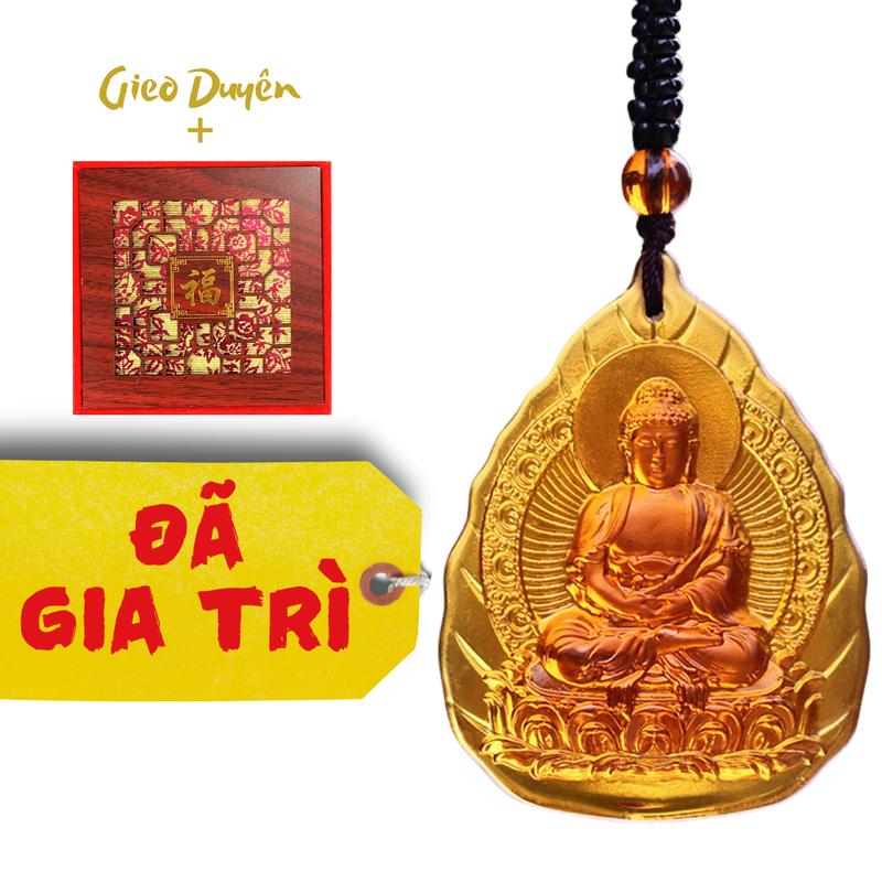 Dây Chuyền Đại Nhật Như Lai (Thích Ca) Màu Hổ Phách – Bổn Mạng tuổi Thân + Mùi (Khỉ + Dê), Tịnh Vân An Nhiên Shop, Mặt Đá Lưu Ly Nhân Tạo Cao Cấp 4x5cm Tinh Xảo, Biểu Tưởng Trí Tuệ, Bình Yên, Từ Bi, Trang Sức Phật Giáo [Gieo Duyên Trong Live]