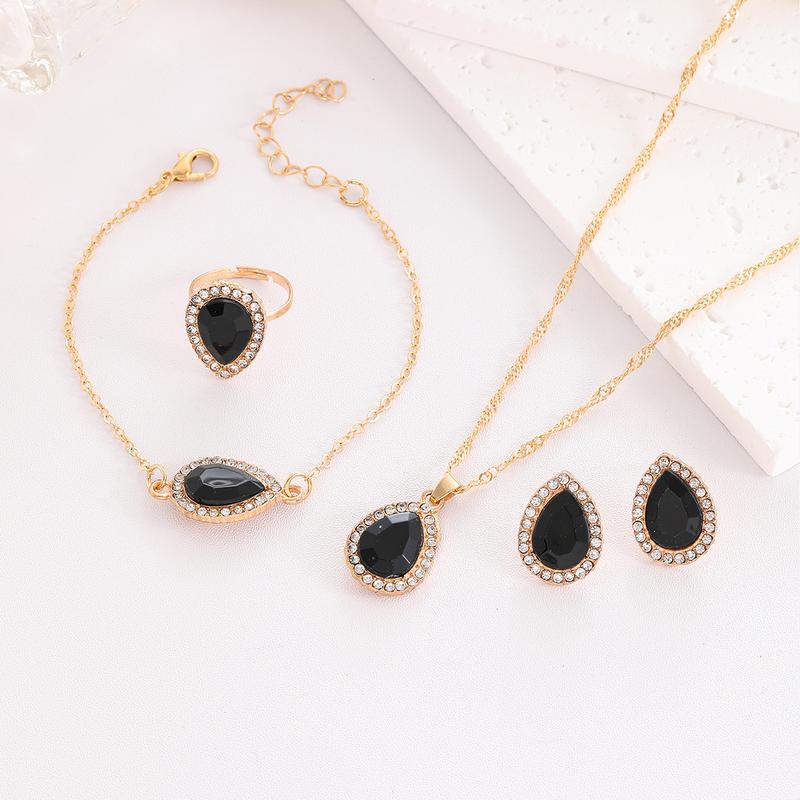 Product Introduction of Bộ Vòng Cổ, Bông Tai Và Nhẫn Kim Cương Giả Hình Giọt Nước, Phong Cách Ins Châu Âu Và Mỹ Đồ Trang Trí Nữ Đơn Giản, Bán Hàng Trực Tiếp Từ Nhà Máy 5