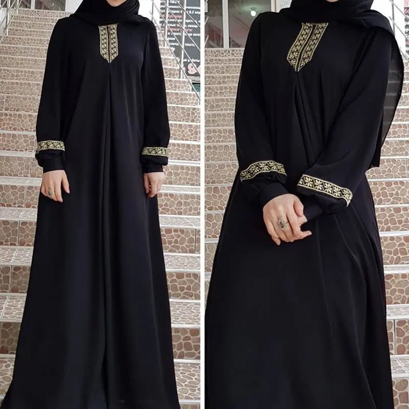 2025 Boutique Ethnic Print Loose Long Dress Foreign Trade Dress Muslim Ramadan 2