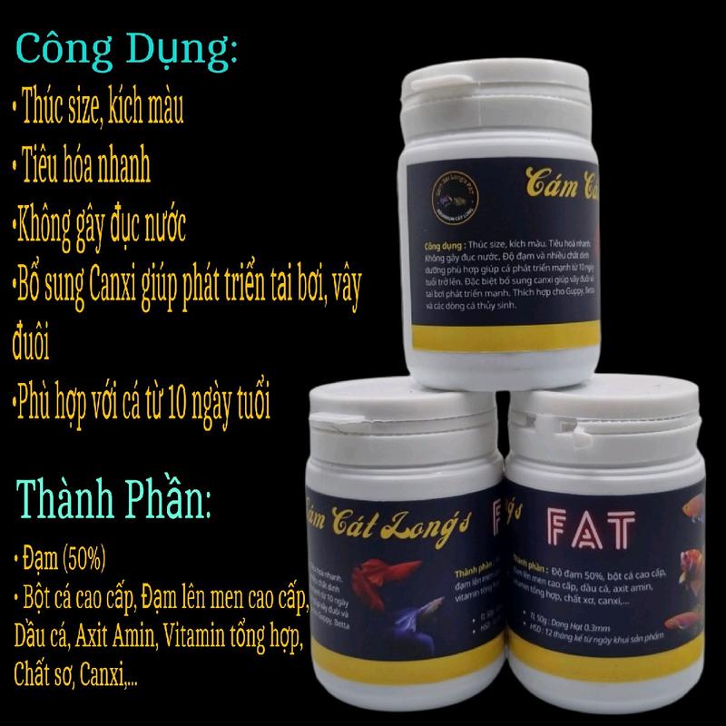 Cám Cát Long's Fat dinh dưỡng dành cho cá bảy màu guppy betta các loại cá thủy sinh