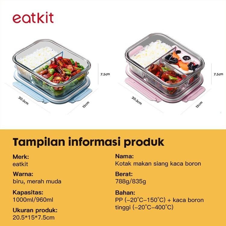 【Medan Ready stock】Eatkit Kotak Bekal Kaca 1000ml Lunch Box Microwaveable Tempat Makan 3 Sekat Food Storage Penyimpanan 【Medan Ready stock】Eatkit Kotak Bekal Kaca 1000ml Lunch Box Microwaveable Tempat Makan 3 Sekat Food Storage Penyimpanan