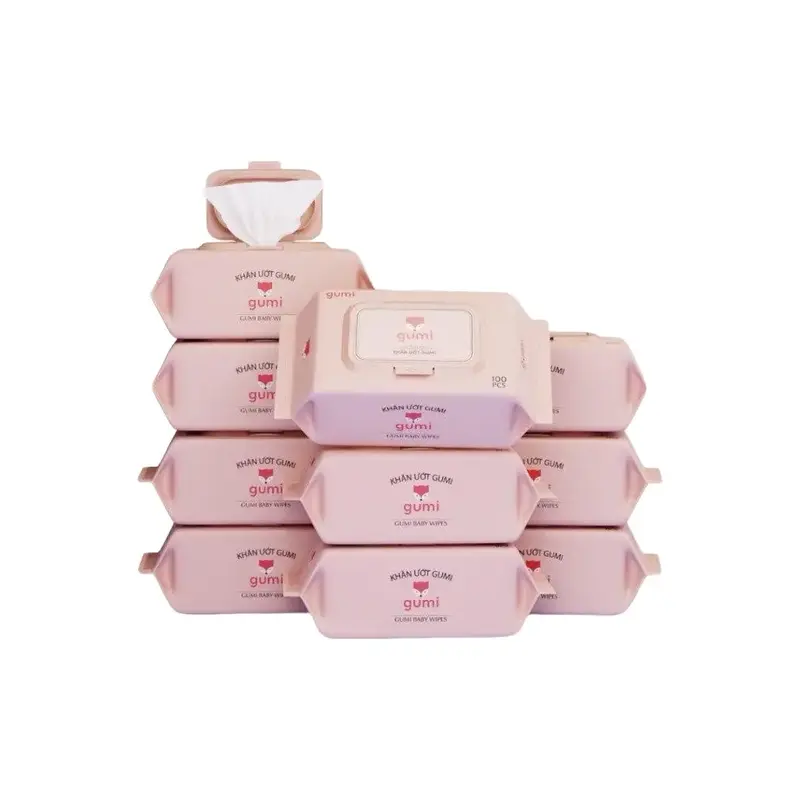 ￼Thùng 10 gói khăn ướt bản Gumi Kids ,1 gói 100 tờ,GUMI KHÔNG CỒN,không parabens,AN TOÀN CHO TRẺ SƠ SINH  Cho Bé Kem 2