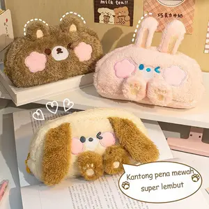 Cute Rabbit Pencil Case Korean Stationery Pensil & Kosmetik Tas Pensil Sekolah Siswa Untuk Anak Perempuan Alat Tulis Belajar Perlengkapan Sekolah