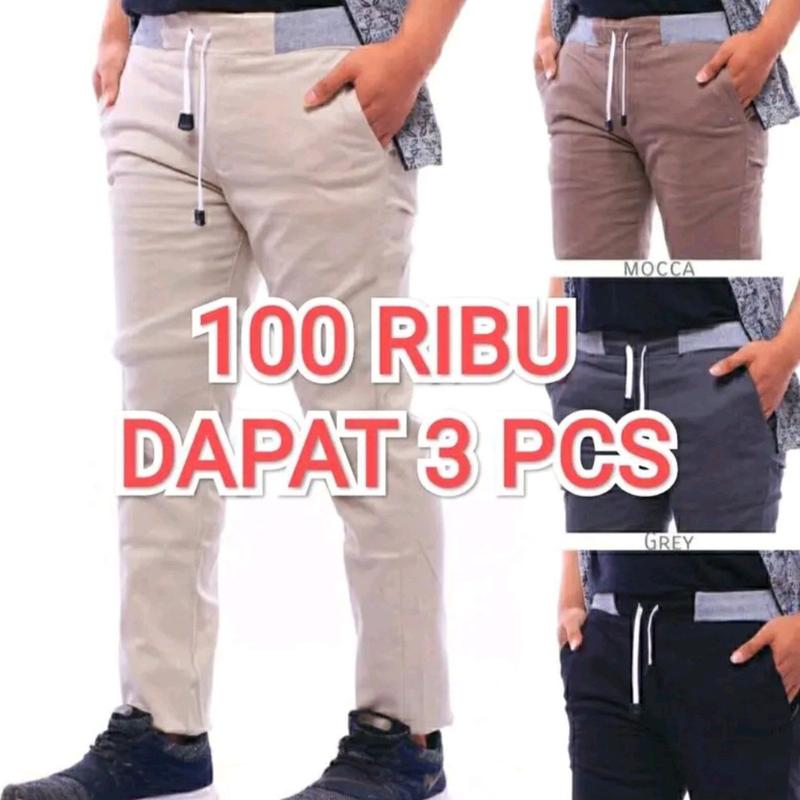 100 Ribu Dapat 3 Pcs celana panjang chinos 0