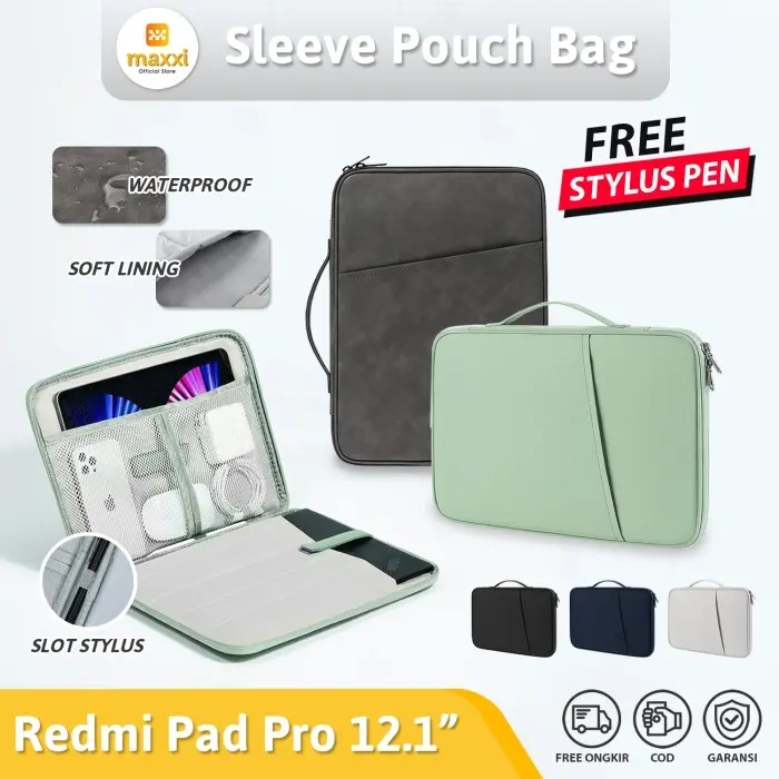 Sleeve For Xiaomi Redmi Pad Pro 12.1" 2024 Soft Clutch Bag Tas Tablet Pouch Cover Handle Pelindung Sarung