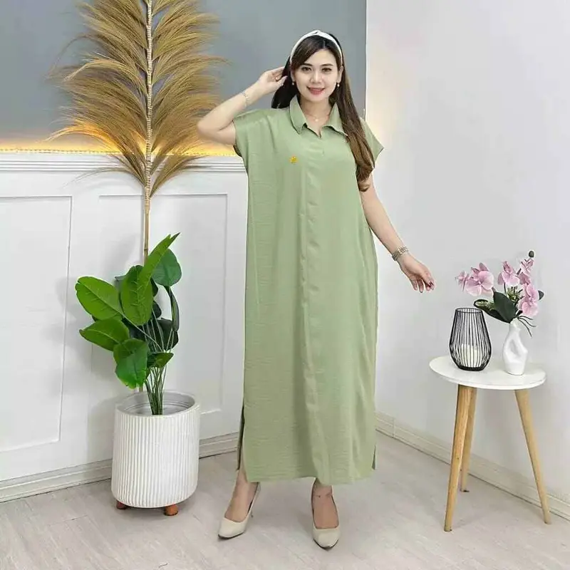 Daster aletha Model kekinian kerah kemeja bahan cinkle airflow LD120 cm PB120 cm 5