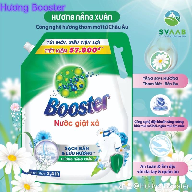 Combo 4 túi Nước giặt xả Booster hương nắng xuân mới 2,4L thơm hơn lưu hương lâu hơn Làm Sạch hơn nuoc giat