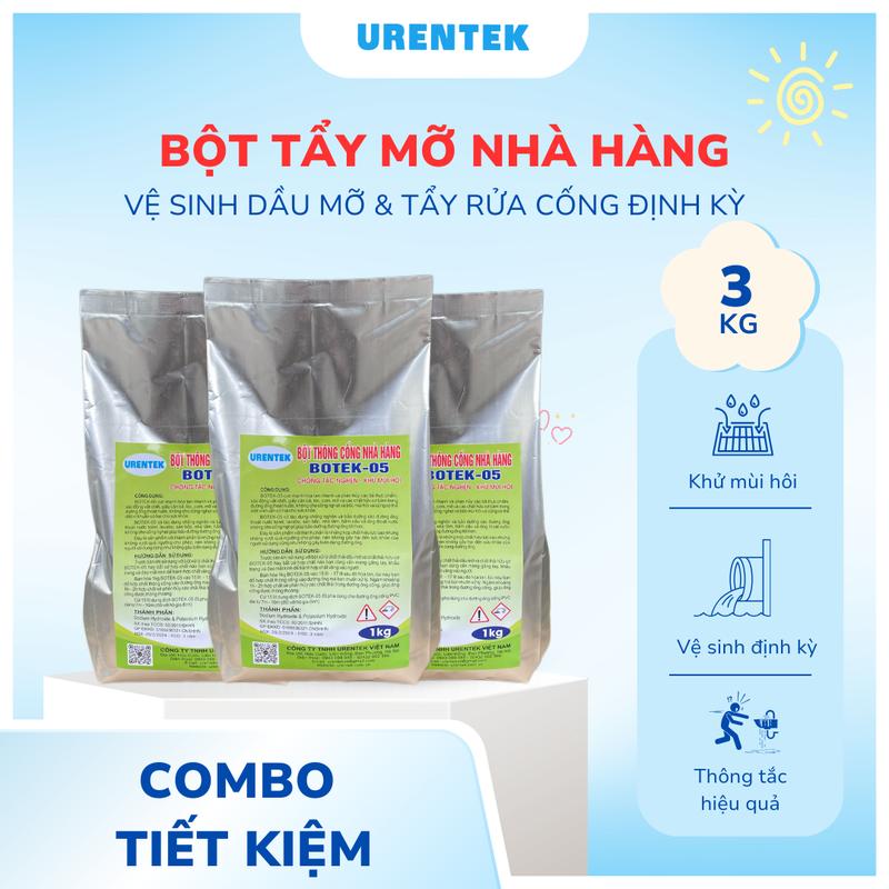 Combo 3 túi bột thông cống dầu mỡ Botek-05 - Tẩy rửa đường cống