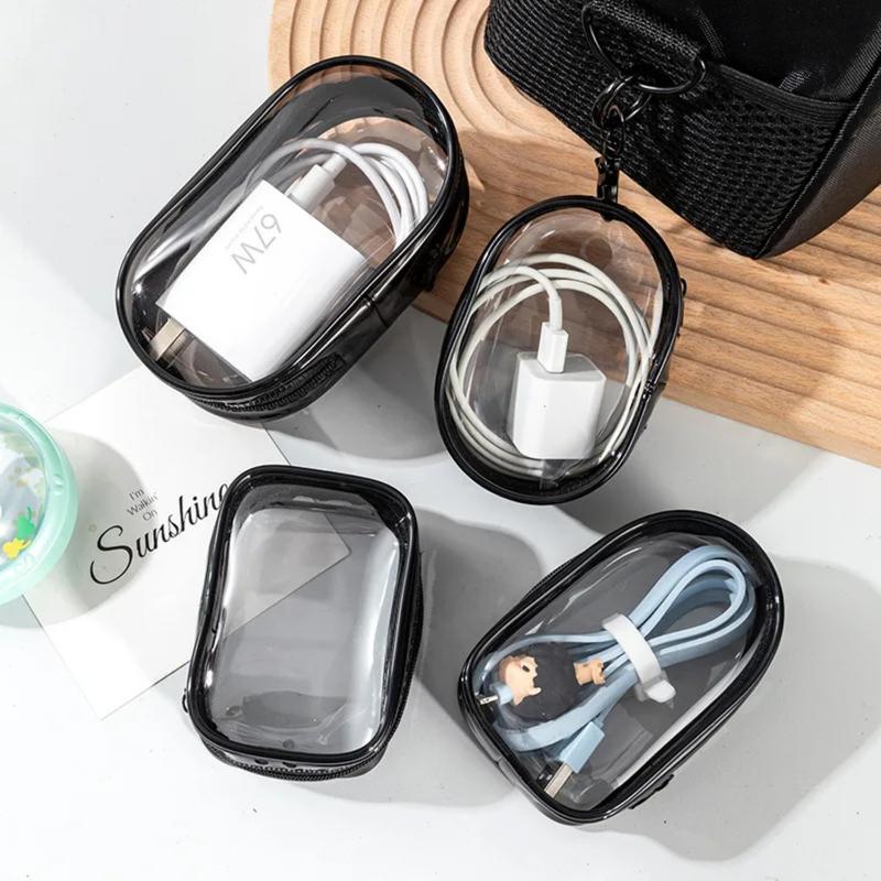 Product Introduction of Data cable charger earphone transparent storage small round bag 4