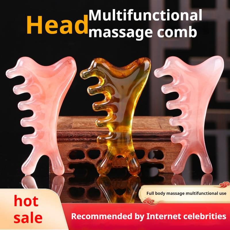 Resin Multifunctional 4-in-1 Massage Comb Sandalwood Gua Sha Head ...
