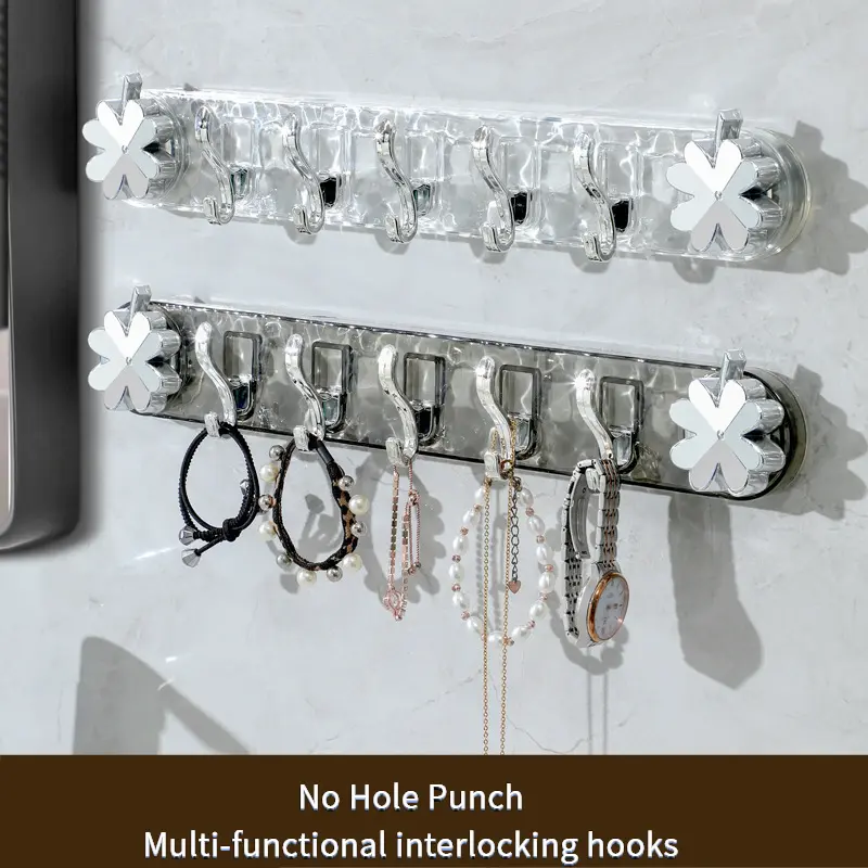 New Kitchen Bathroom Punch-Free Rotating Suction Cup Row Hook Wall-Mounted Bathroom Strong Suction Cup Row Hook