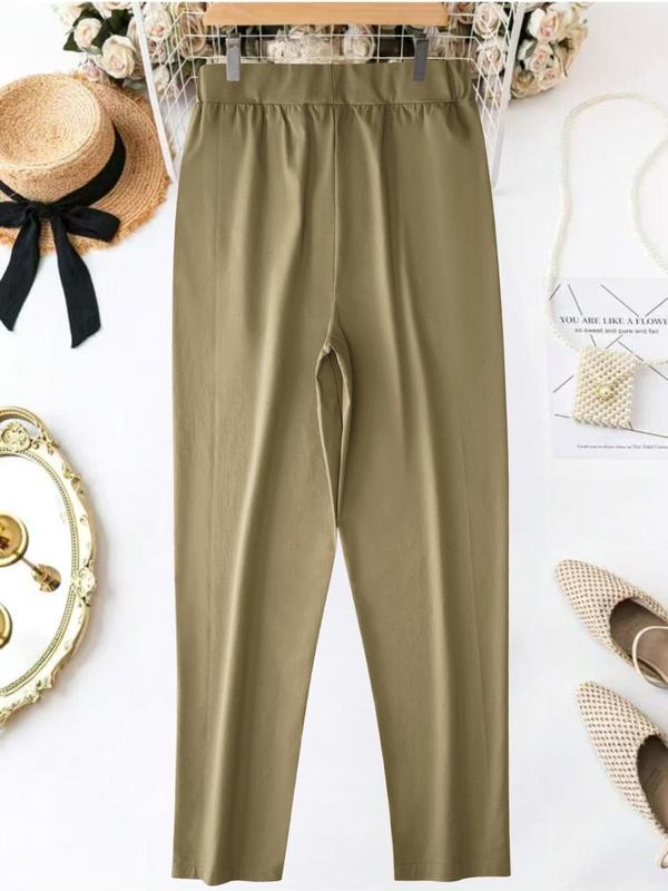 Women's Solid Color Pants, Casual Comfy Trousers for Daily Wear, Ladies Bottoms for All Seasons 7