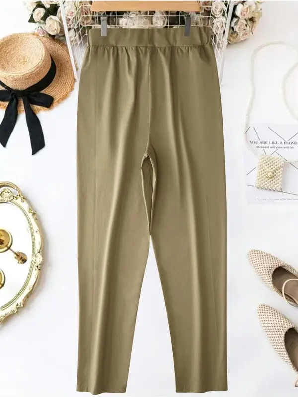 Women's Solid Color Pants, Casual Comfy Trousers for Daily Wear, Ladies Bottoms for All Seasons 7