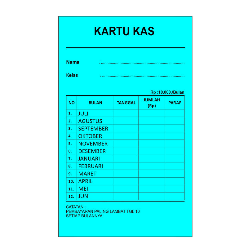 Kartu Iuran SPP / Iuran Warga / Kartu Iuran Infaq Isi 50 lembar 1